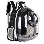 Sipobuy Pet Space Capsule Backpack, Small Medium Cat Puppy Dog Carrier, Transparent Breathable Heat Proof, Pet Carrier for Travel Hiking Walking Camping (Black)