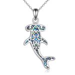 ONEFINITY Hammerhead Shark Necklace 925 Sterling Silver Hammerhead Pendant With Abalone Shell Ocean Jewellery Gifts For Women Men