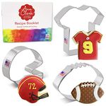 Football Cookie Cutters 3-Pc Set Made in The USA by Ann Clark, Football, Helmet, Jersey