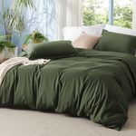 Bedsure Twin/Twin XL Duvet Cover Kids - Polyester & Rayon Derived from Bamboo Cooling Olive Green Duvet Cover Twin, 2 Pcs with 1 Zipper Closure Duvet Cover (68"x90") & 1 Pillow Sham, No Comforter