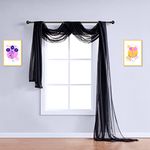 Warm Home Designs 12 Feet Long Sheer Black Window Scarf. These Standard Length Valance Window Scarves are 54 X 144 Inches in Size. Great as Bed Canopy or Wedding Arch Draping Fabric. AM Black 144"