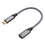 CLEEFUN Short USB C Extension Cable 0.3m,USB 3.2 Type C to C 100W Fast Charging/10Gpbs Sync 4K 60Hz Male to Female Extender for Samsung Galaxy S23 S22 Ultra,MacBook-ipadPro/Air PSVR2,Tab S8,USB C Hub