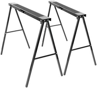 Harbour Housewares Iron Saw Horse - Black - Pack of 2 - Garden Folding Saw Horse Work Bench Folding Workbench Stand Cutting Wood Holder Lightweight Log Splitter Sawhorse for Logs, Wood, Sawing