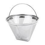 Coffee Filter Reusable 4 Cone Shape Stainless Steel Coffee Filter Compatible with All 12-Cup Coffee Machines, Such as Hamilton, Beach Brewer, Siemens, Donlim Dl-Kf800