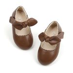 THEE BRON Flower Girls Shoes Bridal Ballerina Flats Wedding Dress Shoes(CA-AF394 Toddler,Brown/5M)