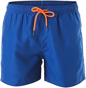 Flygo Men's 7" Lightweight Quick Dry Workout Gym Running Training Shorts with Liner (Large, Royal Blue)
