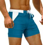 TACVASEN Swim Trunks Men Swimming Shorts with Pockets Mens Swimwear Peacock Blue