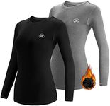 MEETWEE Women’s Thermal Underwear Tops, Thermals Shirts Base Layer Top Compression Long Sleeve Tee-Shirt Sport Fleece Lined T Shirt for Running Workout Skiing