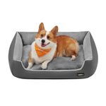 Feandrea Dog Bed, Dog Sofa Bed with Removable Reversible Cushion, Raised Edges, Non-Slip Bottom, L, 85 x 65 x 21 cm, Slate Grey and Dove Grey PGW004G02