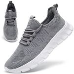 Trainers Men Running Shoes Slip On Sneakers Casual Mesh Tennis Grey Size 10 Fitness Lightweight Training Gym Outdoor Sports Shoe