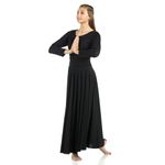Danzcue Womens Praise Loose Fit Full Length Long Sleeve Dance Dress, Black, Small