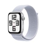 Apple Watch SE (2nd Gen, 2023) [GPS 44mm] Smartwatch with Silver Aluminum Case with Blue Cloud Sport Loop. Fitness & Sleep Tracker, Crash Detection, Heart Rate Monitor, Retina Display