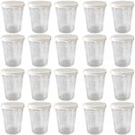 Dadamong 20PCS Plastic Medicine Measuring Cups with Lids, Clear Reusable Graduated Cups Transparent Scale Measuring Cups, Measure Container for Mixed Pills, Liquid Medication (50ML)