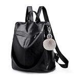 Puwuzixi Women Backpack Waterproof Anti-Theft Lightweight PU Fashion Travel Multipurpose Convertible Purse Shoulder Bag Handbag Backpack（Black）