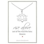 Sterling Silver Lotus Flower Necklace for Women, Lotus Charm Necklace, Inspirational Necklace, 18 inches