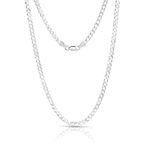 Men's 4mm Solid Sterling Silver .925 Curb Link Chain Necklace, Made in Italy, Sterling Silver