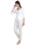 Yuneek Womens Winter Wear 3/4th Sleeve Thermal Set | Top and Lower (Large, Off White)