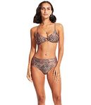 Seafolly Women's Ring Front Bralette Bikini Top Swimsuit, Wild Ones Bronze, 8