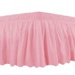 iMaylex Wrap Round Brushed Polyester Microfiber Bed Skirt with Adjustable Elastic Belt, Pleated Dust Ruffle with 16 Inch Drop, Bed Frame Cover, Easy Fit and Care, Pink, King