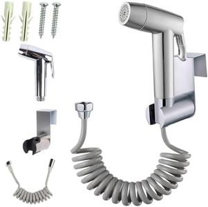 Handheld Bidet Sprayer for Toilet, Stainless Steel Bidet Douche Shower Sprayer Kit with Wall Bracket Flexible Hose Spray Bidet Attachment for Personal Hygiene, Pet, Toilet or Bathroom Cleaning