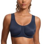 SYROKAN Women's Max Control Underwire Sports Bra High Impact Plus Size with Adjustable Straps True Navy 5 34DD