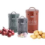 HAZEL Onion, Potato, Garlic Storage Container Set for Kitchen | Food Grade Storage with Lid, Set of 3 | Ideal Diwali Gifts for Organizing Your Kitchen and Festive Cooking Essentials