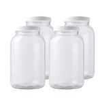 Home Brew Ohio One Gallon Wide Mouth Glass Jar with Lid-Set of 4, Multicolor