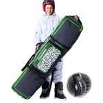 XCMAN Padded Snowboard Bag with Wheels, Extendable Roller Ski Bag for Air Traveling Adjustable Length - Extra Long/Wide/Deep,Waterproof - with Protection Ribs