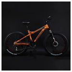 Fat Tire Mountain Bike 26 Inch for Men Women 27 Speed Hardtail Adult Mountain Trail Bikes with 4 Inch Knobby Tire, All Terrain Suspension Bicycle with Adjustable Seat & Dual Disc Brake,Orange