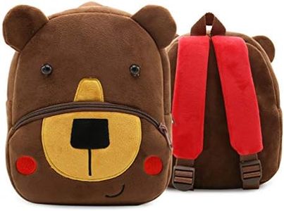 Ladyzone Toddler Backpack Zoo Animals Backpacks Cute Plush Bag Cartoon 10" Preschool Book Bag For 1-6 Years Girls Boys (Bear)