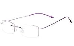 Agstum Mens Womens Titanium Alloy Flexible Rimless Frame Prescription Eyeglasses 51mm (Purple, 51)