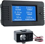 AC 80-260V 100A LCD Digital Display Multi-Function Power Monitor Voltage Current Frequency Power Factor Energy Meter Ammeter Voltmeter with Split Core Current Transformer