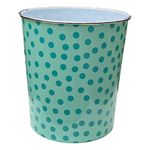 Homeshopa Plastic Waste Paper Basket Bin, Round Wastebasket Trash Can, Lightweight Recycling Rubbish Bin for Home Office Kitchen Bedroom, Garbage Container Dustbin, 7.7Litre (Green Polka Dots)