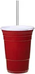 Red Cup Living 24 Oz Reusable Party Cup with Lid & Straw, Glass & Tumbler | Reusable Drinking Supplies for Birthday Party, Camping, Travel Outdoors |Durable & Unbreakable, BPA Free