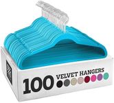 ZOBER Velvet Hangers 100 Pack - Heavy Duty Turquoise Hangers for Coats, Pants & Dress Clothes - Non Slip Clothes Hanger Set - Space Saving Felt Hangers for Clothing