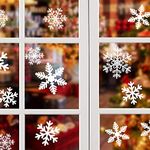 NOCHME Snowflake Window Stickers, 108 PCS Static Snow Flakes Window Clings for Glass Door, Christmas Snowflakes Window Display Decorations, Static PVC Stickers, White