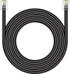 NECABLES CAT5 / CAT5e RJ11 Data Cable DSL Cable 25ft High-Speed DSL Modem Cable Twisted Wire UTP RJ11 6P4C Male to Male Black - 25 Feet