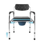 EOSPRIM Bedside Commode with Cushion for Seniors, 4 in 1 Commode Chair for Toilet with Arms, Toilet Chair for Elderly and Disabled, Bedside Toilet with Adjustable Height and Width (Black) (Black)