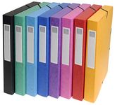 Exacompta - Ref 50300E - Elasticated Filing Archive Box - 270 x 340mm in Size, 25mm Spine, 600gsm Premium Pressboard, Elastic Closure - Assorted Colours (Pack of 8)