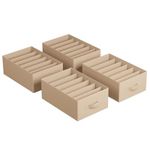 SONGMICS Set of 4 Drawer Organisers, 6-Compartment Closet Organisers, Foldable Wardrobe Clothes Organisers, 42 x 30 x 17 cm, for Trousers, Clothes, Sand Beige RUS009K01