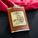 Menzy Easy Carry Round Edge Designer Hip Flask 9 Oz for Men, Stitched Leather and Stainless Steel Liquor Bottle Hip Flasks - Wine Whiskey Vodka Alcohol Drinks Holder