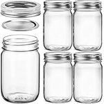 MEETOZ Glass Regular Mouth Mason Jars, 17 oz Clear Glass Jars with Silver Metal Lids for Sealing, Canning Jars for Food Storage(4 PACK)