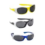 SBA PRIME Boy's and Girl's Goggles Wrap Around Rectangular Sports Sunglasses - Combo of 3 (3-6 Years, Multicolor)