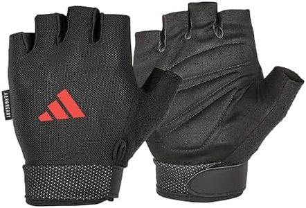 adidas Essential Adjustable Fingerless Gloves for Men and Women - Padded Weight Lifting Gloves - Adjustable Wrist Straps for Tailored, Secure Fit - Red, Large