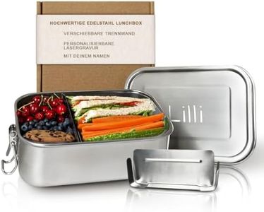 LOOXIS Personalisierte Lunchbox aus Edelstahl mit Namen & Text graviert – 800 ml, inkl. Abtrennung, Auslaufsicher, Bento-Box, Brotdose – Geschenkidee Kinder, Einschulung, Arbeit - M