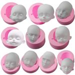 Large Doll Silicone Face Mould Clay Soft Pottery Moulds Flip Chip Drip Resin Face Moulds (10PCS)