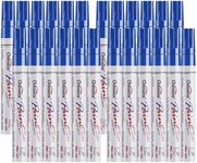 Overseas Paint Pens Paint Markers Bulk - 24 Pack Blue Permanent Oil Based Markers Set, Quick Dry, Waterproof, Medium Tip Marker Pens for Metal, Rock, Ceramic, Wood, Plastic, Canvas, Glass, Rubber