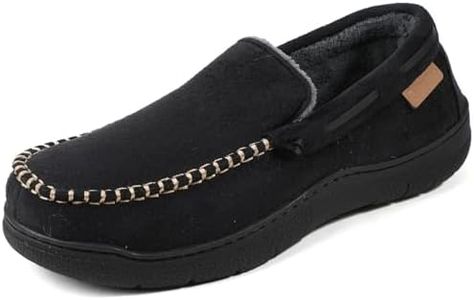 Zigzagger Men's Moccasin Slippers Memory Foam House Shoes, Indoor and Outdoor Warm Loafer Slippers, Vanta, 9 M US