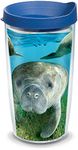 Tervis 1124850 Manatee Insulated Tumbler with Wrap and Blue Lid, 16oz, Clear