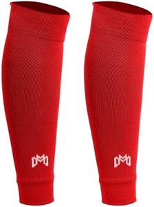 MediCaptain Pre Cut Soccer Sock Sleeves, Companion for Soccer Grip Socks, Securely Holds Shin Guards, Compression Leg Warmer (US, Alpha, One Size, Regular, Regular, Red)